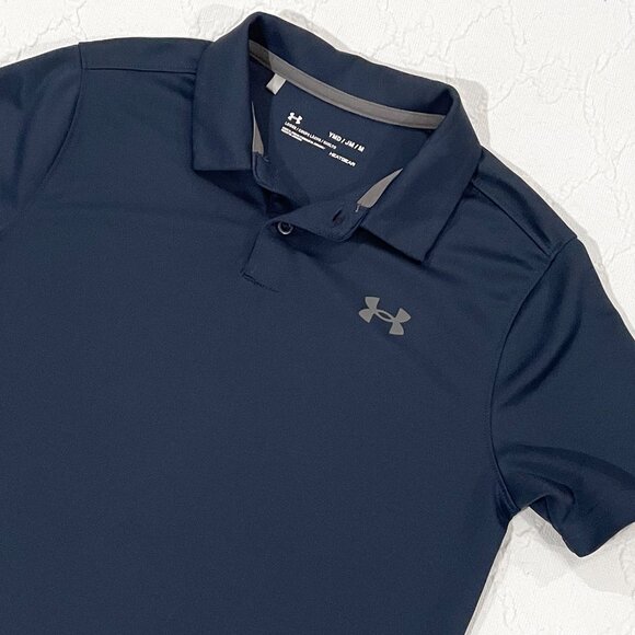Under Armour Other - Under Armour Navy Blue Heatgear Performance Polo Boys Size Medium